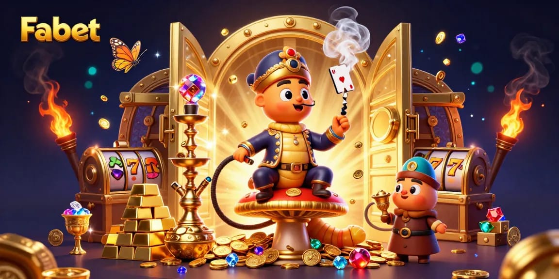 Fabet immerses players in a vibrant casino scene with a unique caterpillar master and rich elements.
