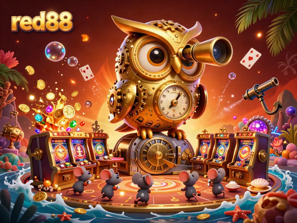 Experience thrilling gaming with red88: a captivating 3D casino scene featuring playful characters and rich details.